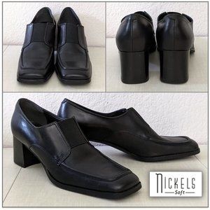 Nickels Soft Black Heeled Brogues Shoes